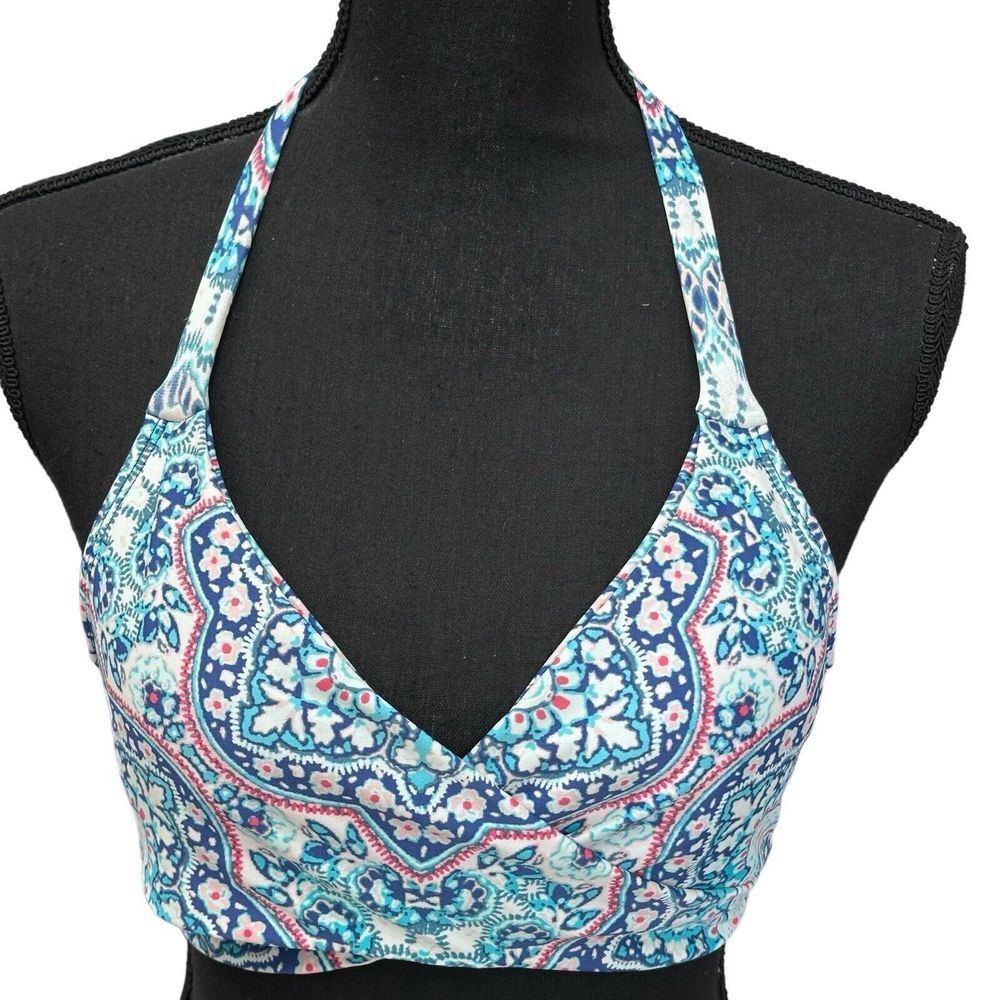 Athleta Striped Multicolor Halter Swimsuit Top 32 B/C Underwire‎
